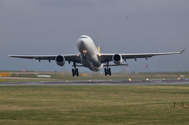 Airbus A330-200 (G-TCCG) - A short take off run for this positioning flight to Frankfurt, TCX4801.  This aircraft spent many years with Emirates (A6-EKR) and Air Transat (C-GUFR)