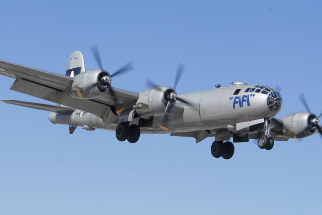 Boeing B-29 Superfortress (N529B) - Fifi on approach to land on Runway 7 Left