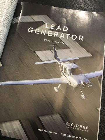 — — - Cirrus Ad for "Lead Generator" - Great Photo of N773GP!