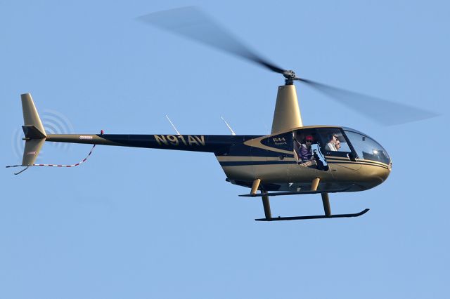 Robinson R-44 (N91AV) - Flying over Marina-del-Rey in Los Angeles County, California.