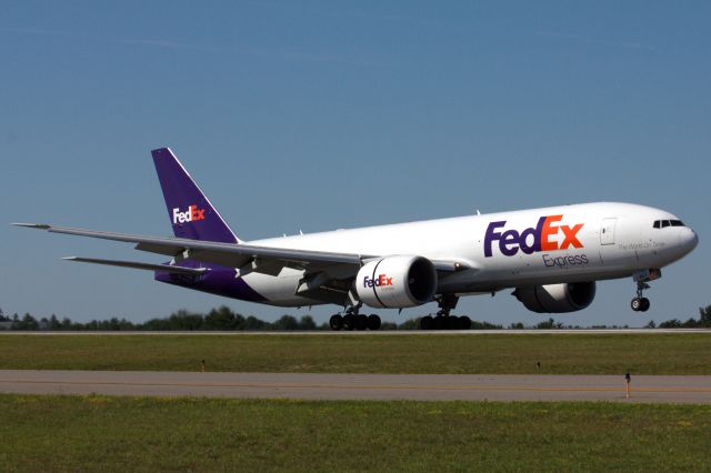 BOEING 777-200LR (N857FD) - FED EX B777-FS2 landing at MHT on 8/1/20 from ANC. From what I learned this is only the 2nd B777 airliner that landed at MHT. Omni Air was the other airliner.