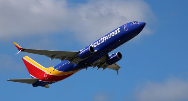 Boeing 737-800 (N8539V) - Shortly after departure is this 2017 Southwest Airlines Boeing 737-800 from the Summer of 2020.