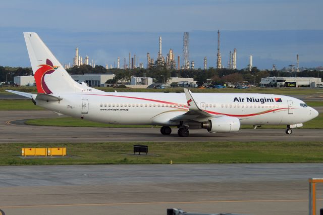 Boeing 737-800 (P2-PXE) - TAKEN THRU THE GLASS OF THE DEPARTURES LOUNGE