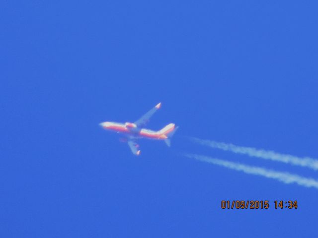 Boeing 737-700 (N7720F) - Southwest Airlines flight 603 from ATL to DEN over Southeastern Kansas at 38,000 feet.