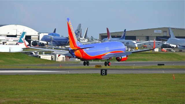Boeing 737-800 (N8306H) - BOE605 (LN:4019) nears touchdown on runway 16R during a test flight on 4/23/12.