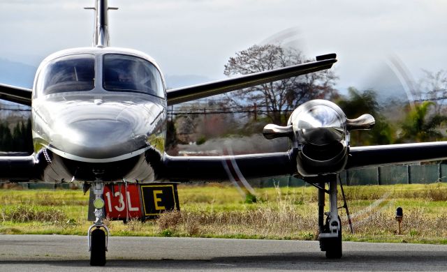 Cessna Conquest 1 (N48AM) - Alamaba-based Cessna Conquest I preparing for departure at Reid Hillview Airport.