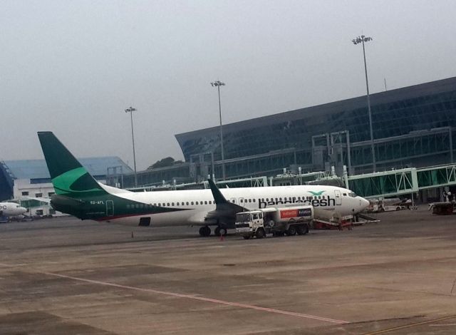 Boeing 737-700 (S2-AFL) - Just Landed - nice photo through the window