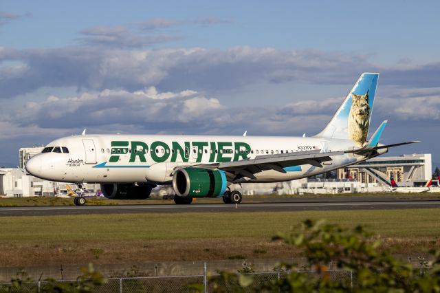 Airbus A320neo (N337FR) - Frontier A320 after landing on runway 34L