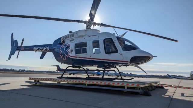 Bell 407 (N625PA) - On the dolly at the ARCH 24 base.