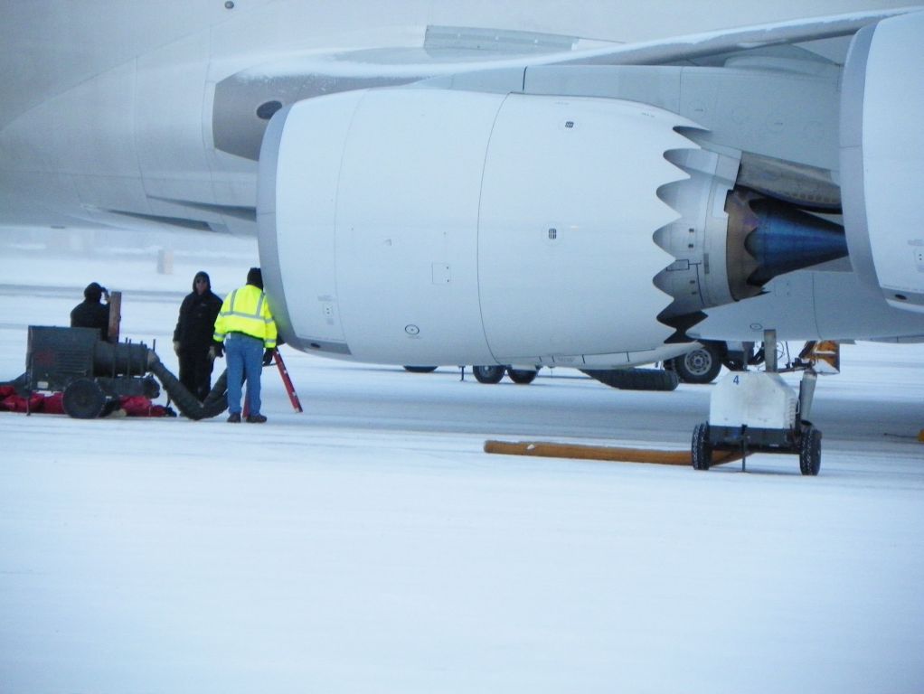 — — - Boeings newest a/c stopped over here to have a look at an engine issue.