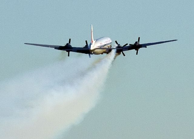 Douglas DC-7 (N836D) - Engine #3 has failed, pilots have retracted the landing gear. The aircraft climbed and made a shallow left turn and returns to Charlotte International Airport and landed without incident. This aircraft currently belongs to the Aviation Museum of the Carolinas. Donations towards a new engine can be made to the Aviation Museum of the Carolinas, which incidentally has the "Miracle on the Hudson" US Airways A320 on display.