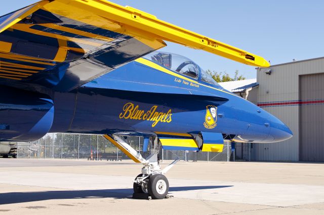 McDonnell Douglas FA-18 Hornet (16-3442) - Blue Angel number three on the ramp at KLEX