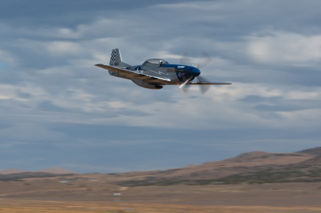 North American P-51 Mustang (N327DB) - North American TF-51 (P-51) "Lady Jo" coming up the Valley of Speed at the 2010 Reno Air Races