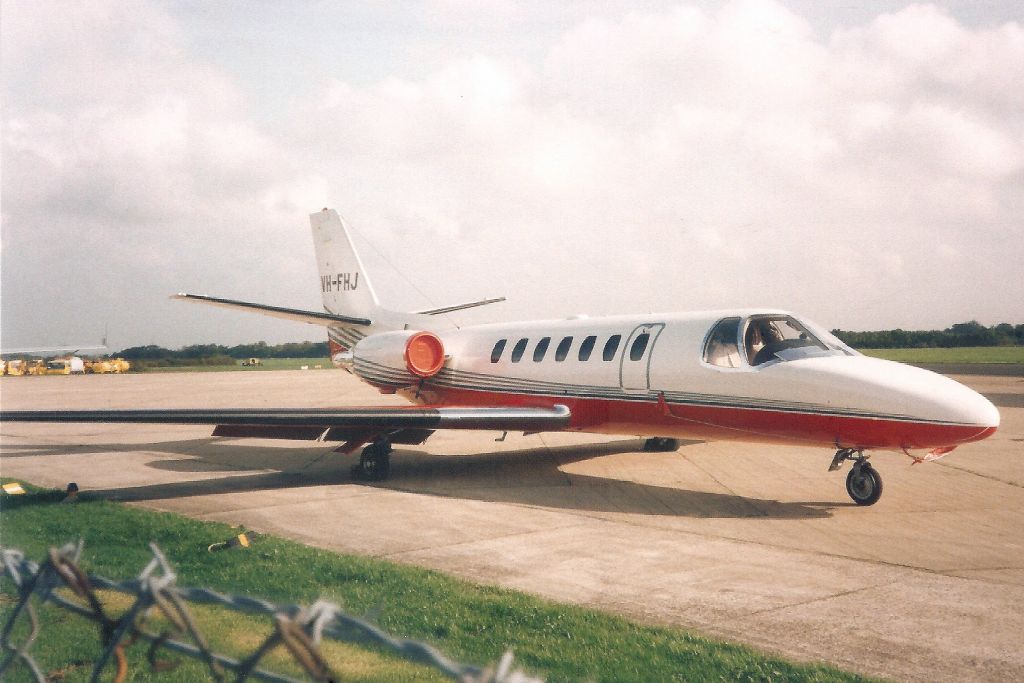 Cessna Citation V (VH-FHJ) - Seen here in Oct-95.br /br /Reregistered N560EM 4-Jan-02,br /then N180B 2-Jul-11.
