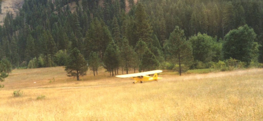 N9761P — - "Back Country Flying at its Best" down hill takeoff, Shearer, Id.