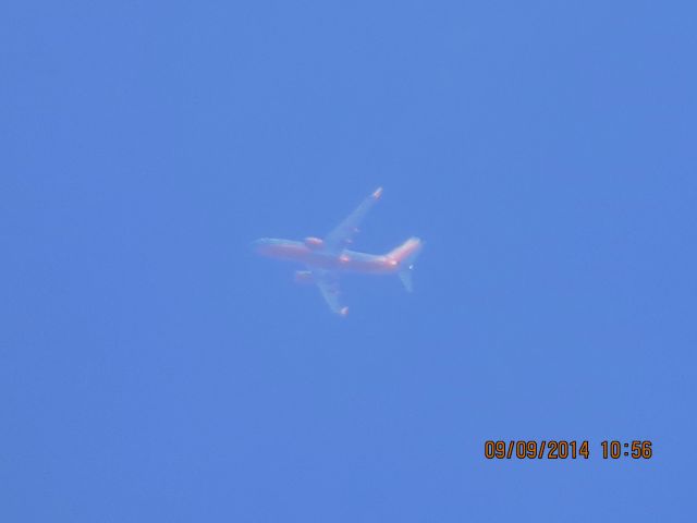 Boeing 737-800 (N8318F) - Southwest flight 4922 from BWI to LAX over Southeastern Kansas at 36,000 feet.