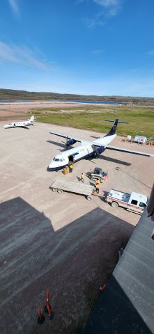 ATR ATR-72 (C-FCRZ) - In my office,  aircraft is unloading groceries, for our local co-op store.