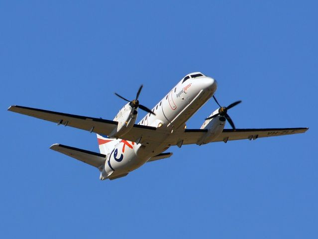 Saab 340 (VH-ZLF) - Getting airborne off runway 23 on a beautiful Adelaide autumn day. Thursday 12th April 2012.