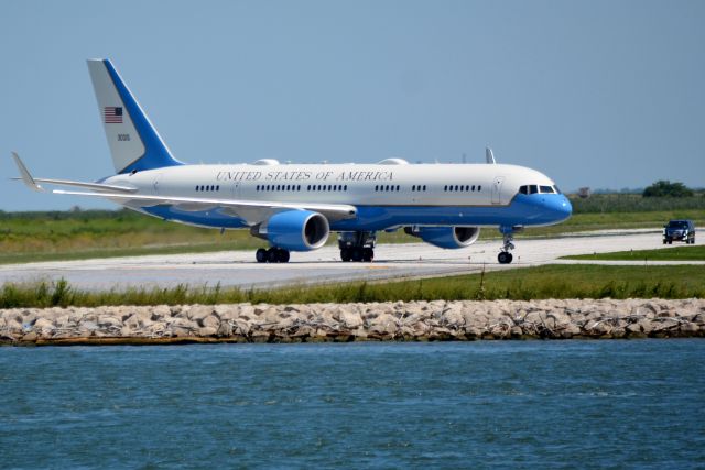 Boeing 757-200 (N90015) - Air Force One and President Trump  Arrive at Burke Lakefront Airport  Cleveland OH. 1:22pm. 08.06.2020