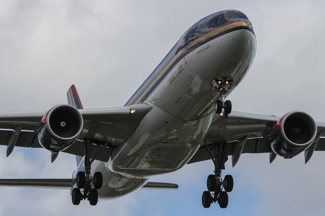 Airbus A330-200 — - Royal Jordanian, A322, approaches runway 27R at LHR.