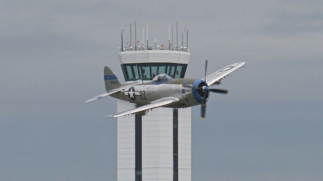 REPUBLIC Thunderbolt (N7159Z) - Flying Heritage Collections Republic P-47D (Ser #45-49406) makes a low pass over Rwy 16R during FlyDay 9/19/15.