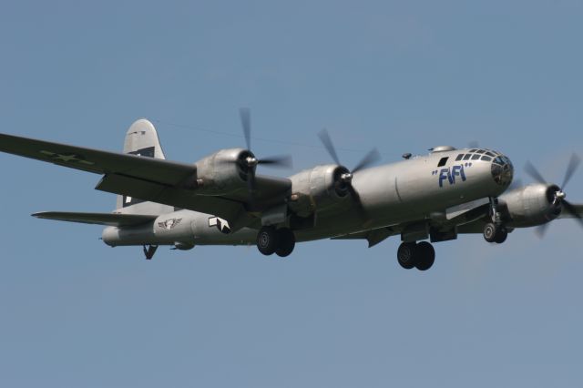 Boeing B-29 Superfortress — - One of the many Landings for B-29 FIFI from July 23-30 while flying during  EAA Air Venture 2012.