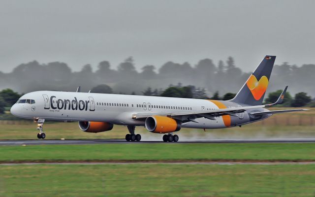 BOEING 757-300 (D-ABOF) - condor b757-3 d-abof dep shannon after a fuel stop while enroute from frankfurt to halifax canada 12/7/14.