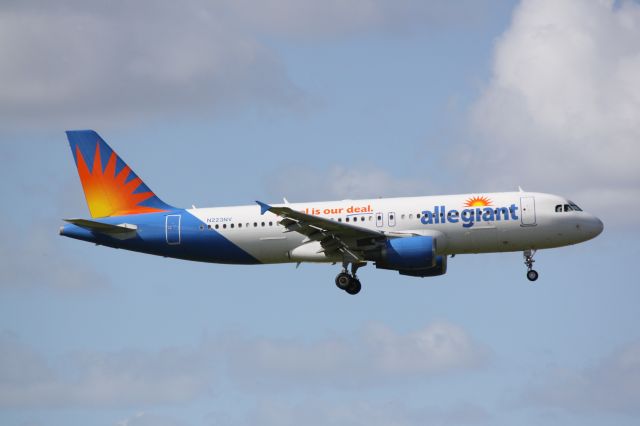 Airbus A320 (N223NV) - Allegiant Flight 993 (N223NV) arrives at Punta Gorda Airport following flight from Rickenbacker Airport