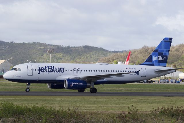 Airbus A320 (N779JB) - Arrival from Boston