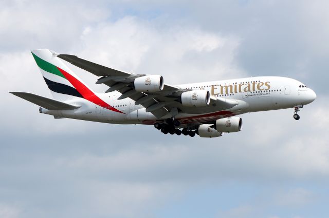 Airbus A380-800 (A6-EUV) - 'Emirates 237 Super' arriving from Dubai