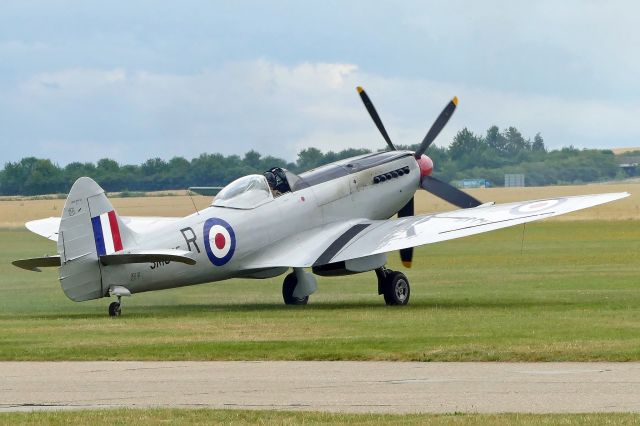 SUPERMARINE Spitfire (G-BUOS) - Supermarine Spitfire FR XVIIIe. Photo taken on July 13, 2019 at Duxford Flying Legends airshow.