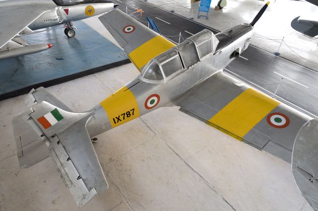 HINDUSTAN HT-2 (AXB787) - On display at IAF Museum Palam.  This HT-2 of Training Command appears to have undergone restoration, judging from the fresh trainer yellow markings and neatly painted serial number.  The HT-2 ab-initio trainer first flew on 05 Aug 51 in the hands of HAL CTP Capt. Jimmy Munshi.  Inducted in the IAF in 1955, it would replace the Tiger Moth and Prentice as the basic trainer.  Thousands of IAF, IN and Indian Army pilots received their basic flying training on the HT-2 till it was phased out in 1989.