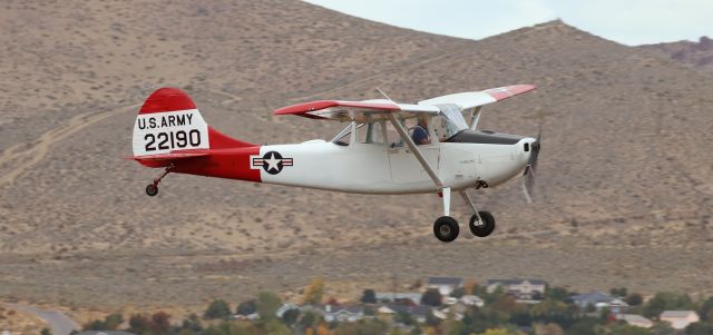 Cessna L-19 Bird Dog (N5259G) - The Cactus Air Force Wings and Wheels Museums Cessna L-19A (O-1A) "Bird Dog" (originally 51-7451) taking off from KCXPs runway 9 for a brief flight around the Carson City area.