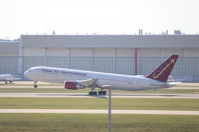 BOEING 767-300 (N351AX) - Omni Air 767-300ER on charter by US Army. In from El Paso, off to Prague
