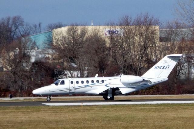 Cessna Citation CJ3 (N143JT) - Departing down the active runway is this 2007 Cessna Citation 525B in the Winter of 2018.
