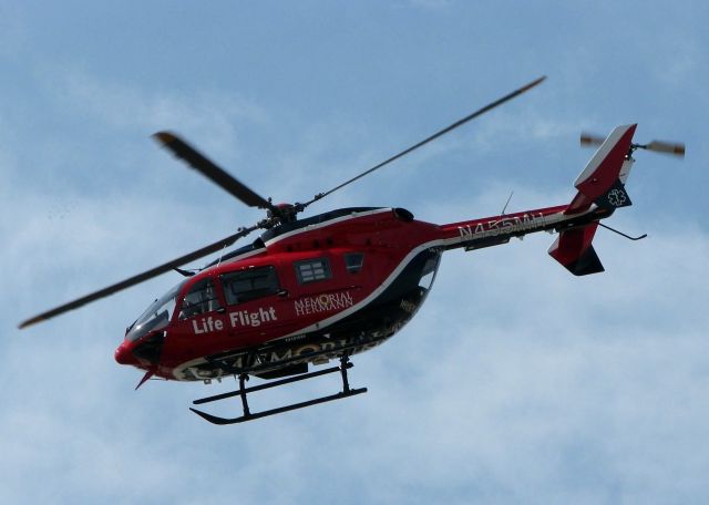 KAWASAKI EC-145 (N455MH) - Departing Metro Aviation/Downtown Shreveport.