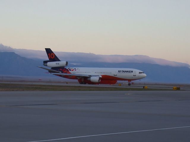 McDonnell Douglas DC-10 (N603AX) - Taxiing to a fire in Northern New Mexico. Look at the clouds rolling over the mountains there