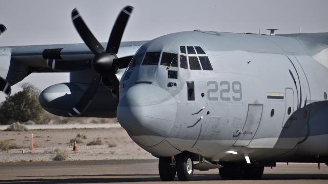 Lockheed C-130 Hercules (14-5798) - USMC Lockheed Martin KC-130J Super Hercules, assigned to Marine Aerial Refueler Transport Squadron 234, taxiing to the active at Yuma International Airport