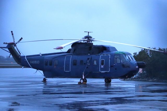 Sikorsky Sea King (N408UD) - KRDD - 2 of 3 same type set down at Redding 2/25/2019 most likely due to the bad weather we had this week. I wonder which "Spook" Company these are flying for?