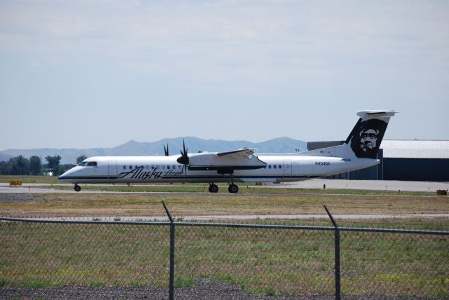 de Havilland Dash 8-400 (N404QX) - Alaska Airlines flight departing for Portland Oregon Departing to the South at the Friedman Memorial Airport