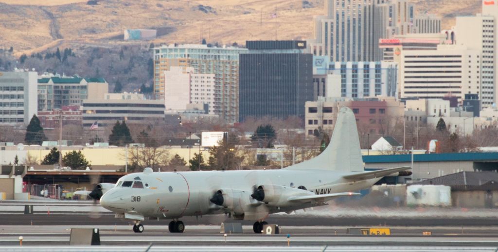 Lockheed P-3 Orion (16-2318) - US Navy P-3C Orion (162318)), VP-46 (Patrol Squadron Four Six), NAS Whidbey Island, taxiing south on Bravo to position for a late afternoon departure on 34L.  This is the first photo of 162318 to be posted into the FA photo gallery.