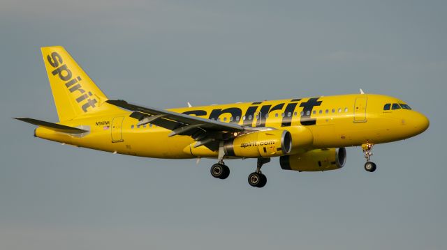 Airbus A319 (N516NK) - Taken May 3 at Founders Plaza at Dallas Fort Worth International Airport around sunset.