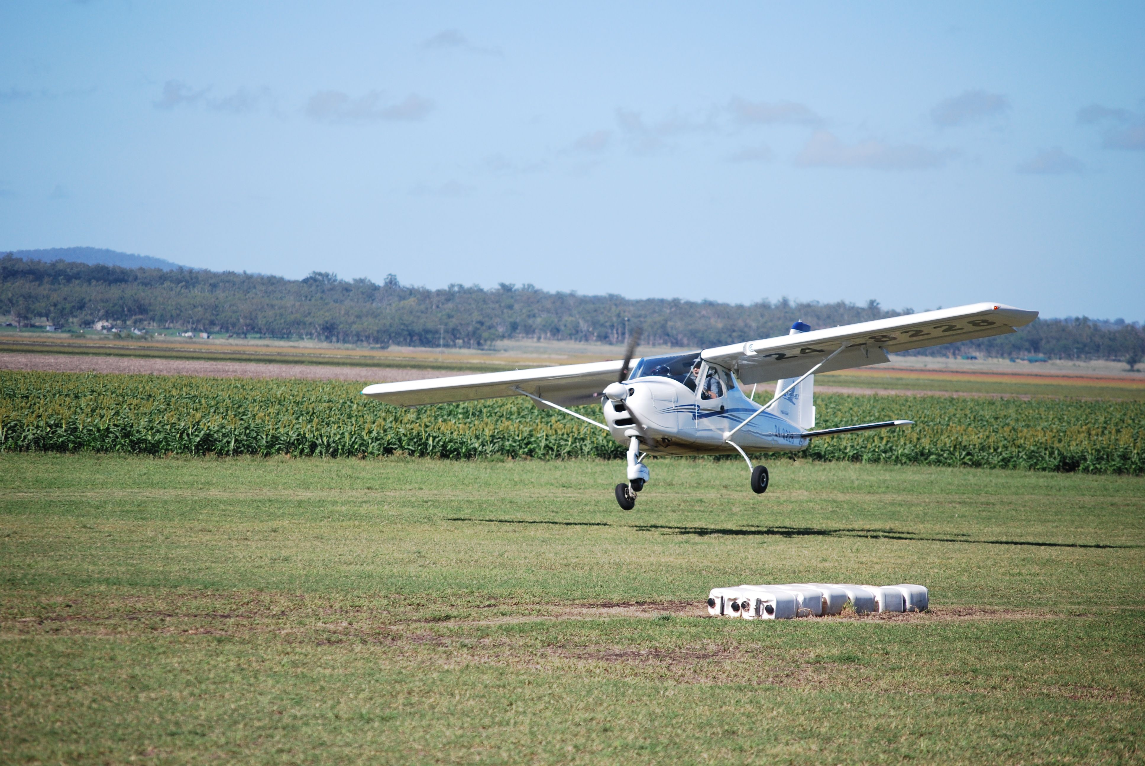 24-8228 — - Tecnam making short work of the cross-wind at Clifton, Qld