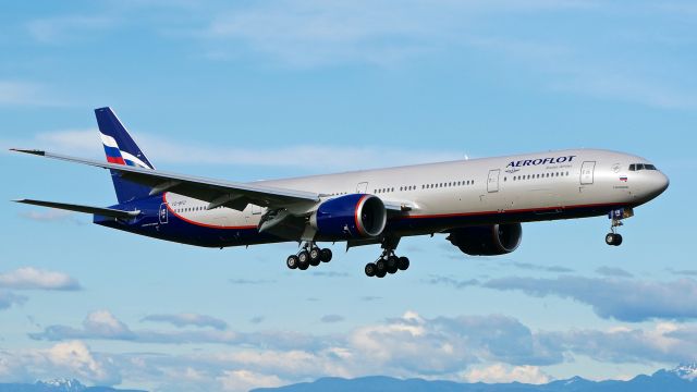 BOEING 777-300 (VQ-BFO) - BOE856 on final to Rwy 16R to complete a ferry flight from KPDX on 5.15.20. (B777-3M0(ER) / ln 1654 / cn 65311). The aircraft was returning to KPAE after being painted.