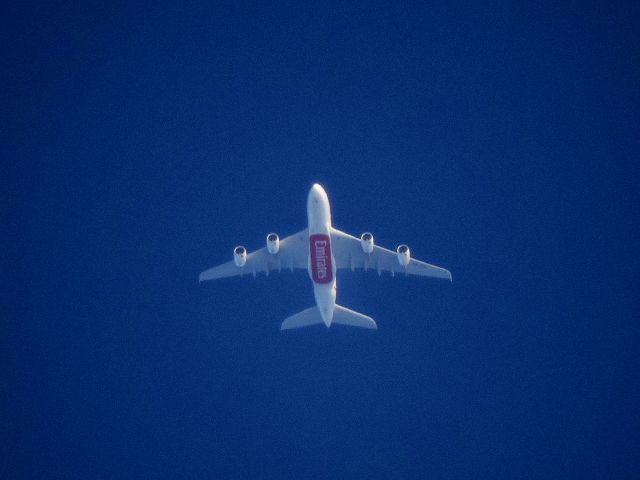 Airbus A380-800 (A6-EDD) - Flying at 38,000ft ,This pic was taken as it appeared in the horizon.