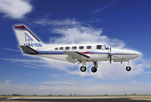 Cessna Conquest 2 (N441SB) - Angel Flight on short final, runway three-zero, Merced Regional Airport (KMCE)