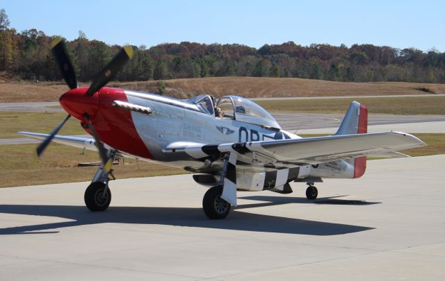 North American P-51 Mustang (SAI10601) - The Commemorative Air Forces North American P-51D Mustang taxiing along the ramp at Folsom Field, Cullman Regional Airport, AL - November 4, 2016.