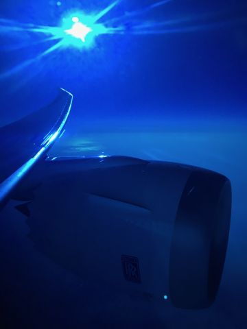 — — - Over Hudson Bay en route to London Gatwick