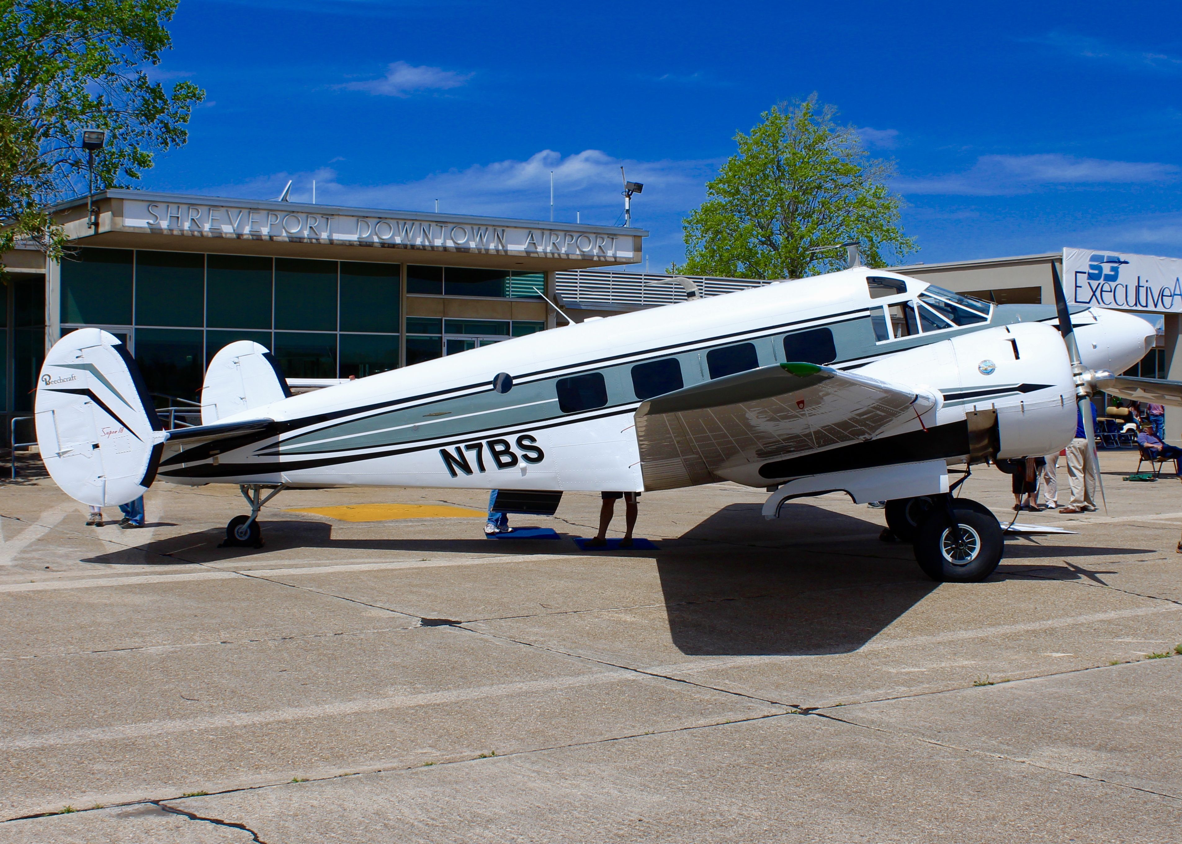 Beechcraft 18 (N7BS) - At Downtown Shreveport. 1954 Beech E18S 