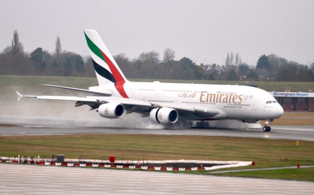 Airbus A380-800 (A6-EUN) - Taken on a cold and damp Saturday from Freeport Carpark